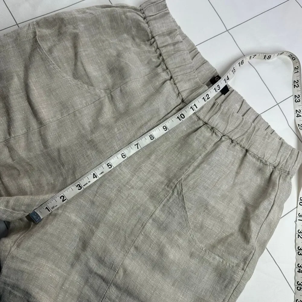 Quince Pants Womens Medium Flax Cream 100% European Linen Tapered Ankle Relaxed - Picture 9 of 12